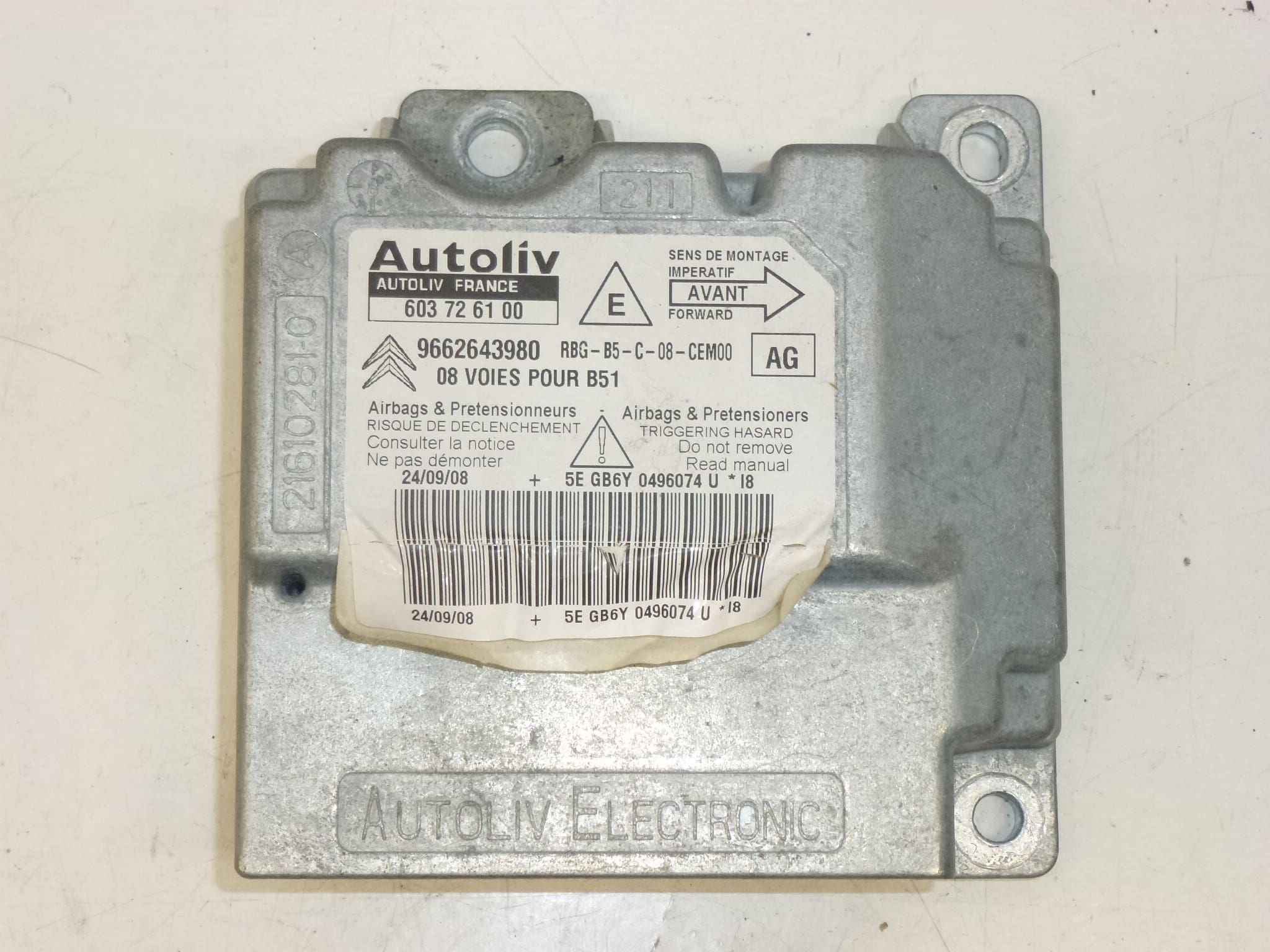 Modulo Airbag Citroën C4 9662643980 603726100 - immagine 2